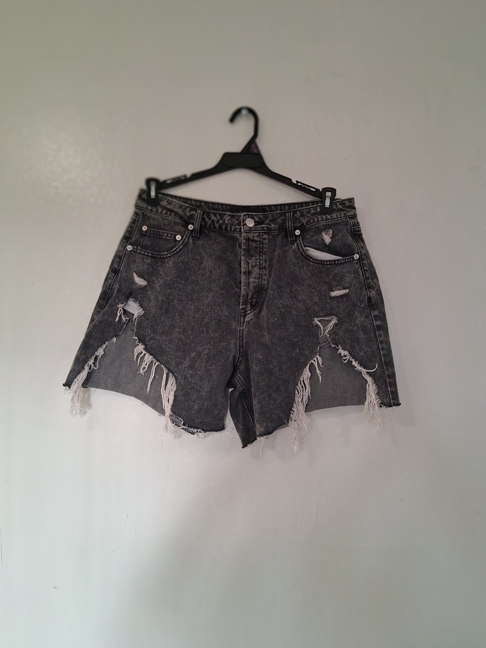 Fashion Nova Washed Black Distressed Denim Shorts